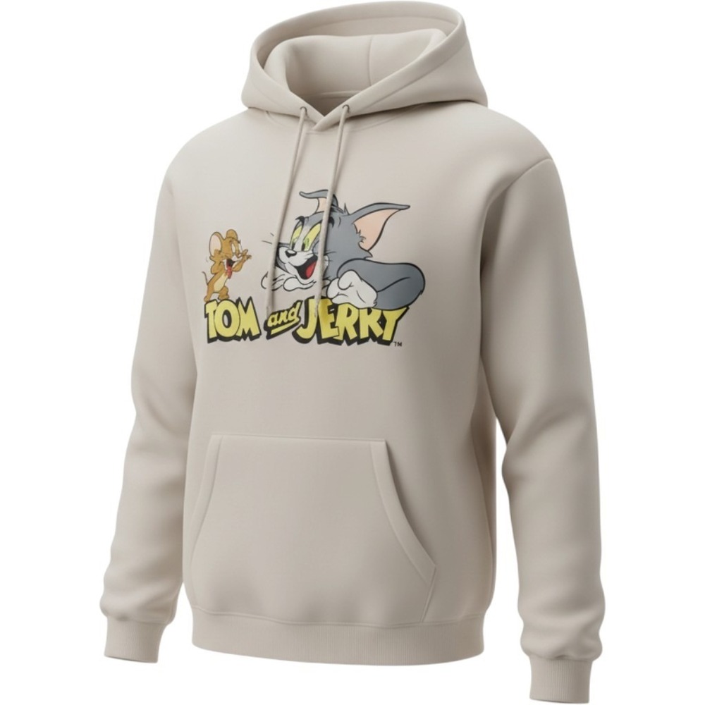 H&M Tom and Jerry Official Regular Fit Hoodie Pullover Ivory Mens Medium